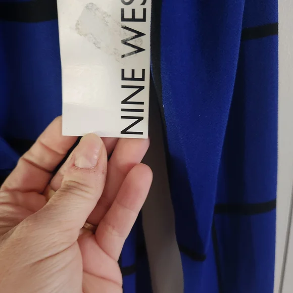 Nine West Royal Blue Long-Sleeve Plaid Wrap Dress - Picture 3 of 4